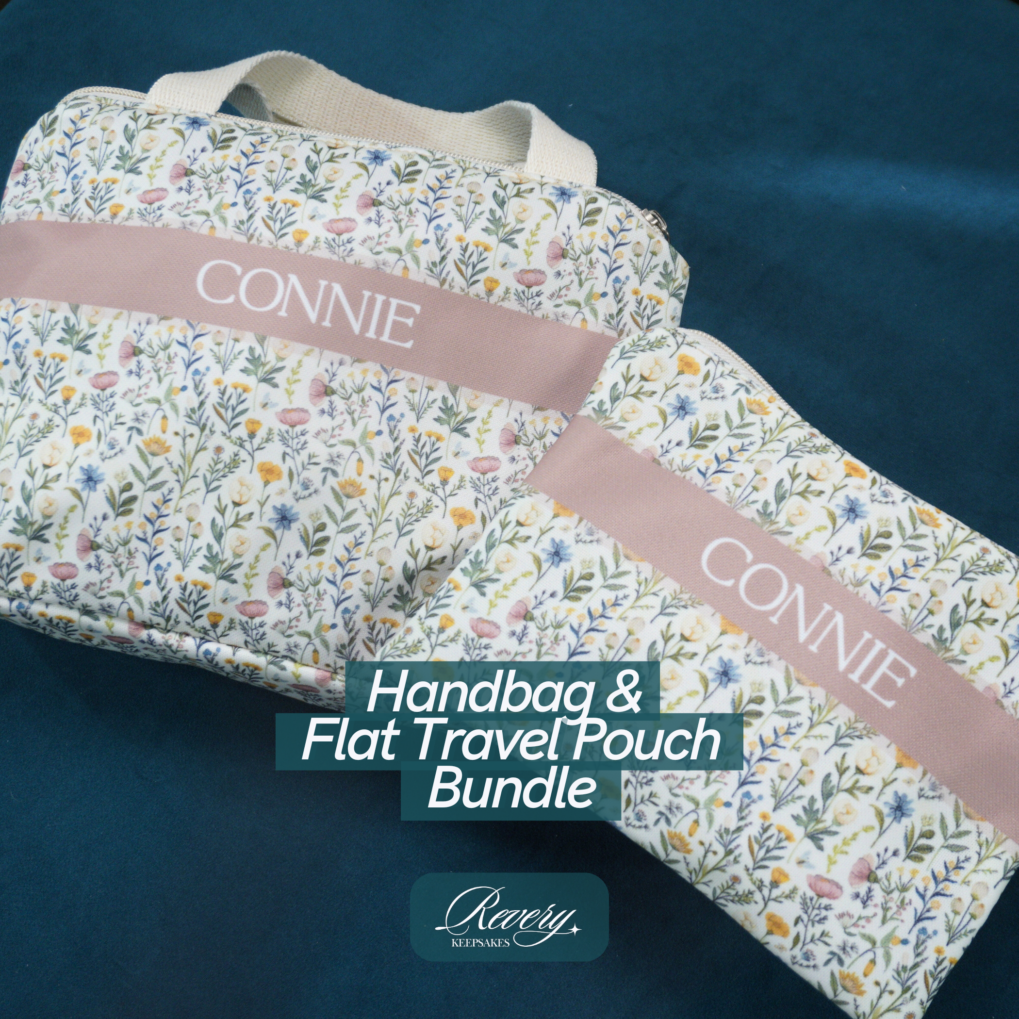 BUNDLE - Personalized Handbag & Flat Travel Pouch